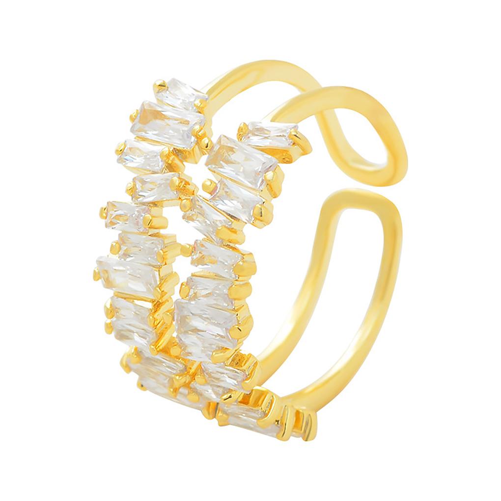 

Woman Opening Ring Copper Zircon Decor Fashion Rings Adjusting Girlfriend Girls Lady Plating Jewelry Party Gift