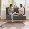 2-Seater Sofa, Tufted Backrest, Wooden Legs, Thick Padding, Linen Look, for Small Spaces, Grey