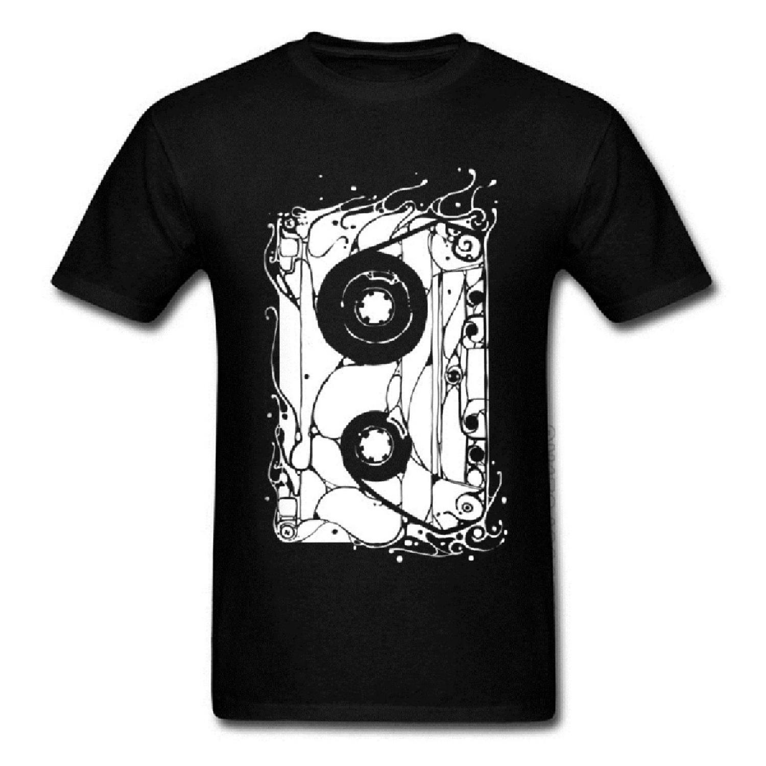 

80 s Retro Cassette T-shirts Short Sleeve Black Tops & Tees Rock DJ Music T-shirts Crewneck 100% Cotton Breathable Tees For Men XXXXXL