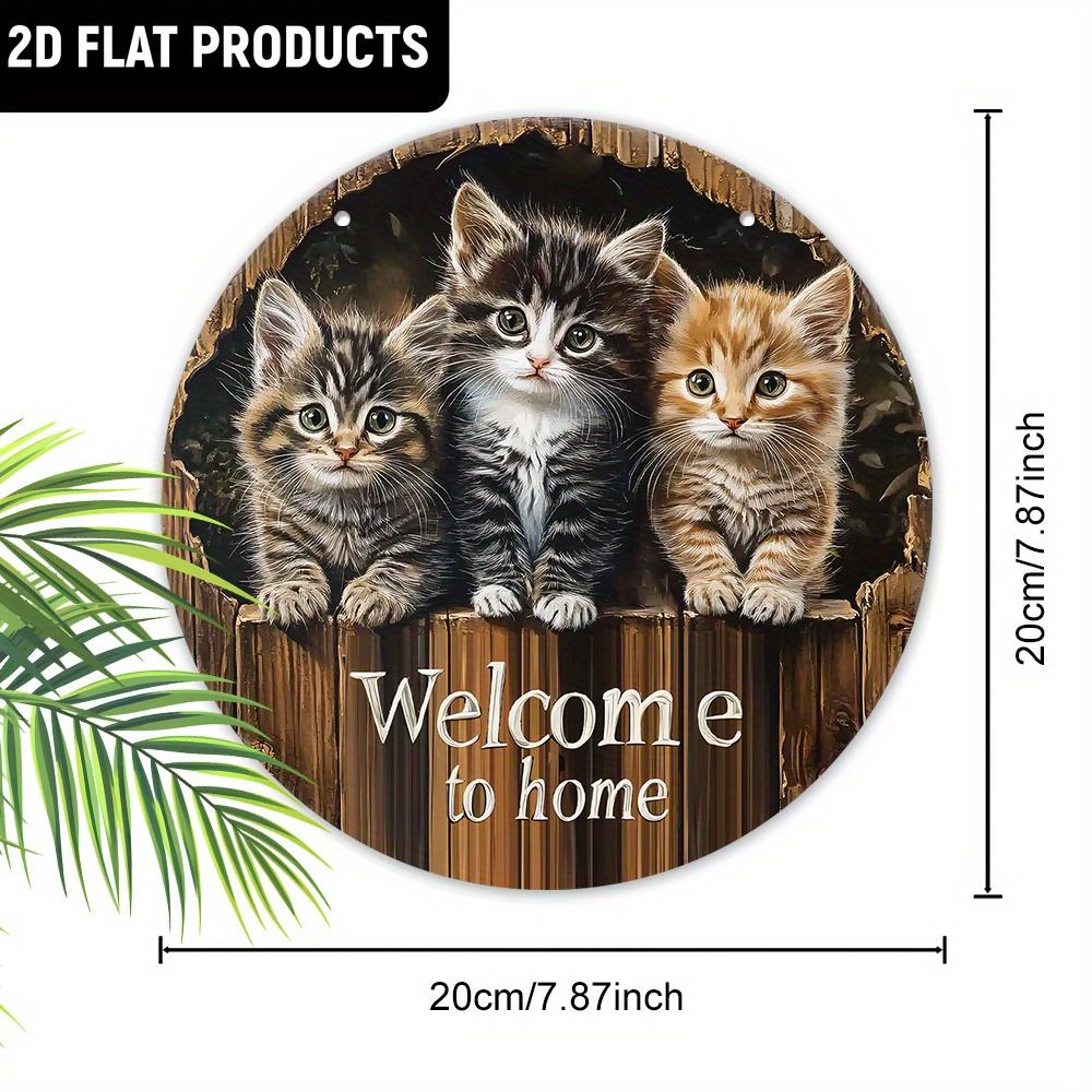 Wooden Charming 'Welcome To My Home' Cat-Themed Wooden Sign - for Door, Wall, Home, Room, Farmhouse, Street, Shop, Garage, Bar, Garden, and Coffee