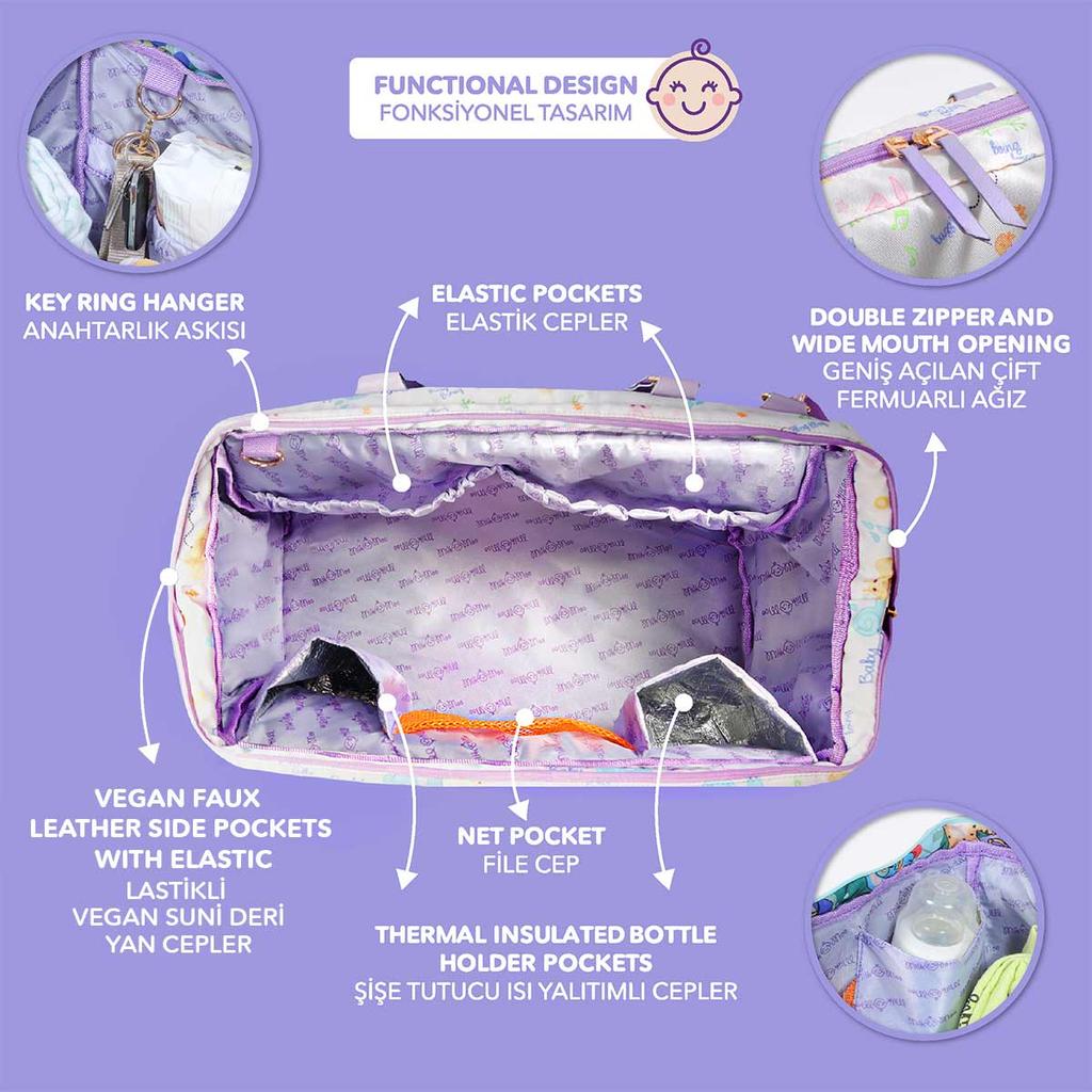 Milk&Moo Waterproof Diaper Tote Nappy Bag For Boys and Girls, Large