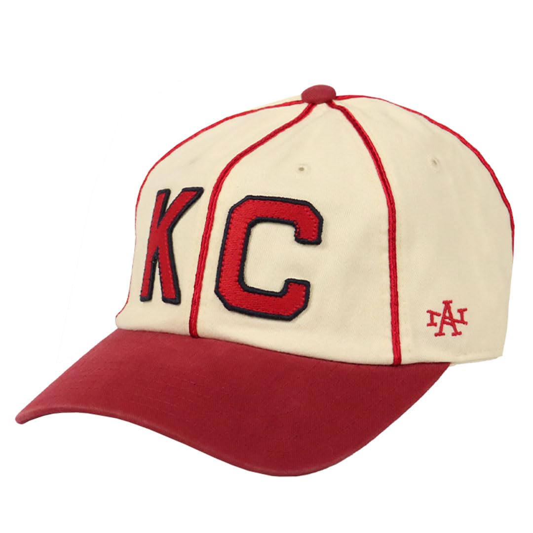 

[American Needle] Кепка Kansas City Monarchs Логотип Негритянской лиги Мужская Женская MiLB Низкая кепка Унисекс Слоновая кость x Темно-красный