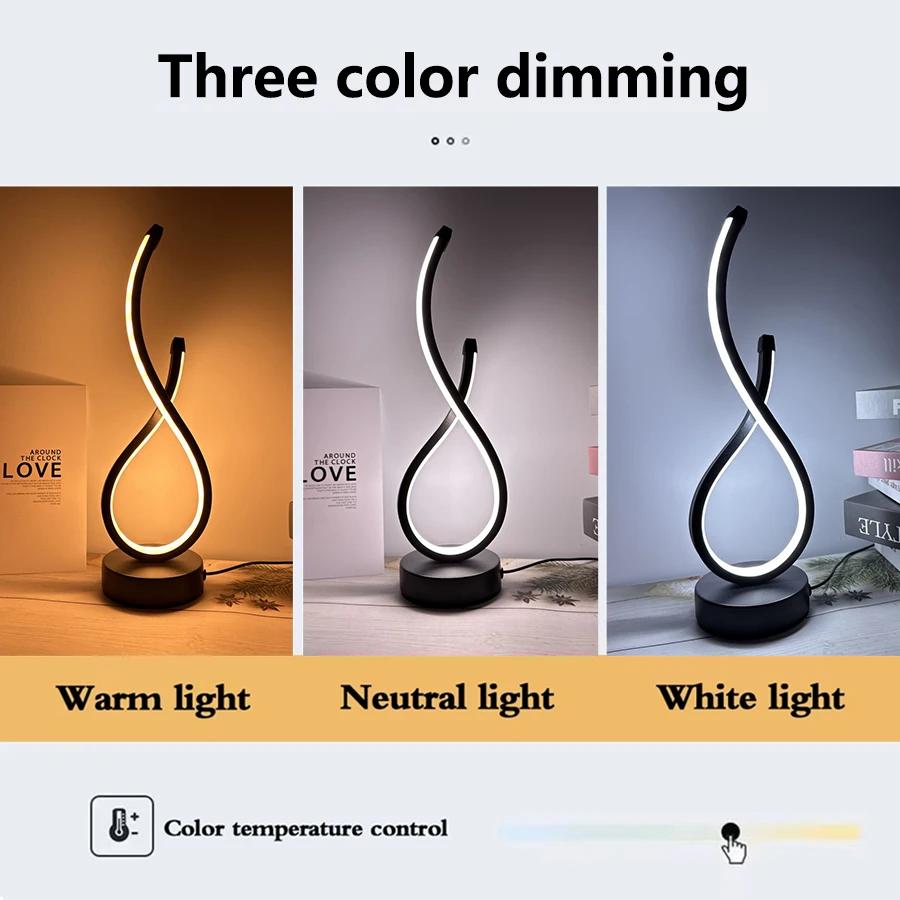 LED Night Light 3 Colors Dimmable Modern Creative Table Lamp For Bedroom Living Room Reading Office Bedside Decor Lighting