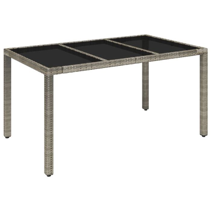 VidaXL Garden Table with Glass Top Grey 150x90x75cm Wicker 319900