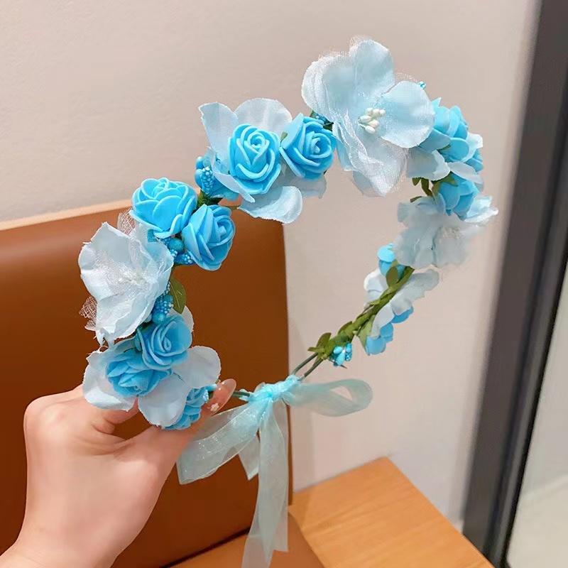 

Элегантная сказочная свадебная повязка на голову для девочек, головной убор с имитацией жемчужной лозы, цветочная корона, венок, повязка на голову для невесты, свадебный аксессуар для волос синий