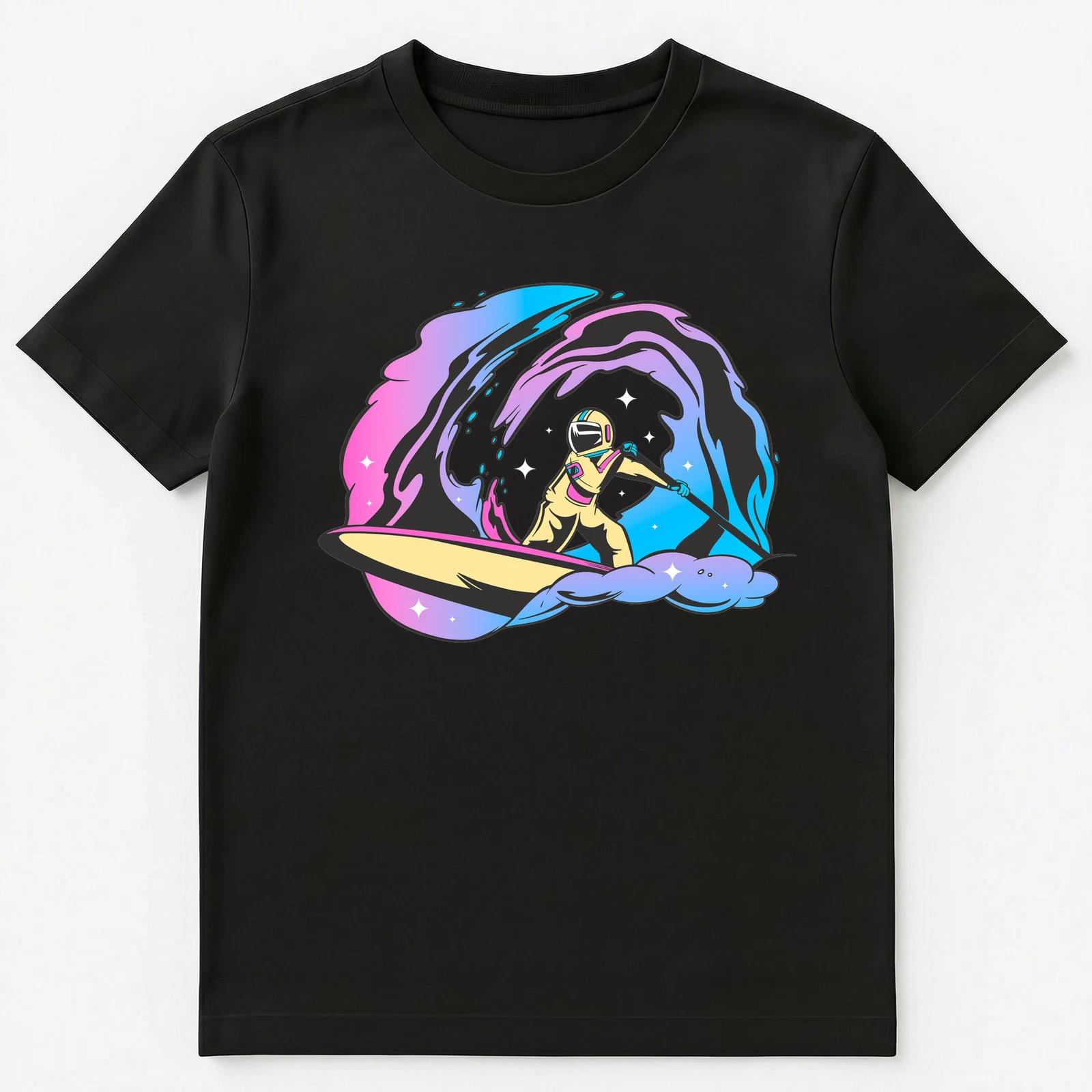 

Bright And Colorful Space Surfing Paddleboarding Graphic Unisex T-Shirt XL