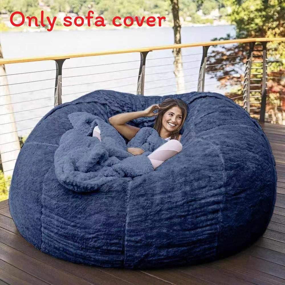 Color Large Solid Soft Plush Portable Living Room Lazy Sofa Cover Bean Bag Cover