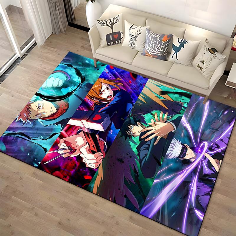 Anime Themed Carpet with Vibrant Colors Featuring Action Characters Suitable for use as an anti-slip for living room bedroom sofas