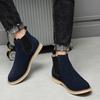 New Men's Shoes Chelsea Boots Men's Slip-on Hipster Boots Big Size Flip Fur Ankle Boots Men's Leather Suede Boots Men's