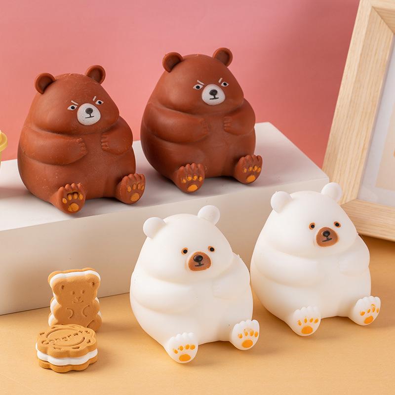 

Creative Little Bear Squeeze Toy - Funny Sand Sculpture Stress Relief Gift Brown Angry Bear 1 piece