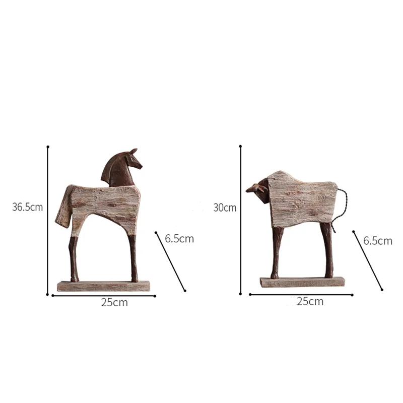 Creative Resin Ornaments The Horse Horse Simulated Animal Sculpture Wood Grain Road Handmade Arts Crafts Decorative Figurines