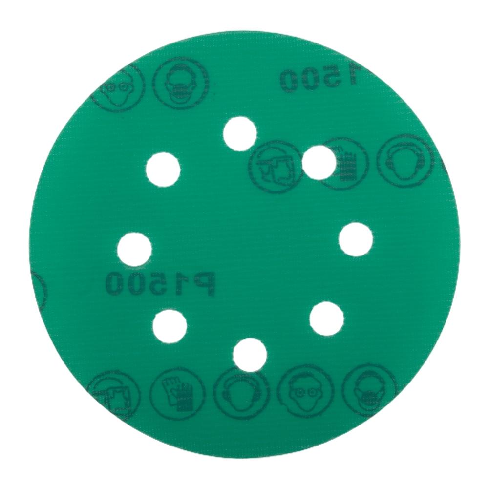 5Inch 8Hole Sanding Discs& Wet Dry PET Film Green Sandpaper Polishing