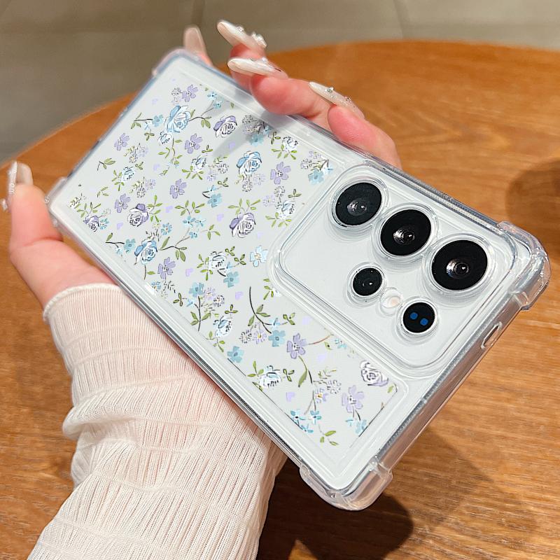 For Samsung S25 Ultra S24 FE S23 A56 A36 A16 A15 A55 A35 Case Shell Floral Pattern Clear Soft Silicone Lens Protection Shockproof Slim Phone Cover