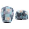 Fashion Men Women Plaid Cotton Newsboy Hat Flat Cap Adjustable Beret with Visor