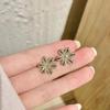 New Flower Hanging Earrings White Enamel Floral Acrylic Petals Crystal Imitation Pearl Dangle Earrings for Women brincos