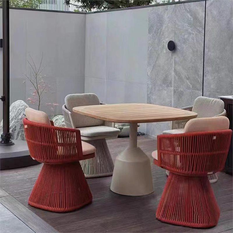 Nordic Rattan Weaving Outdoor Table and Chairs Set - Rotatable Designer Style for Courtyard, Balcony or Garden