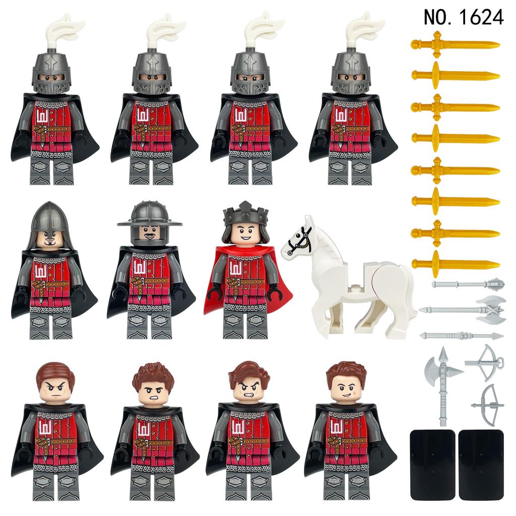 Wolf Knight Warrior Building Blocks – Medieval Castle Horse Soldier Toy with Sword, Axe, Bow, Shield & Cloak for Boys