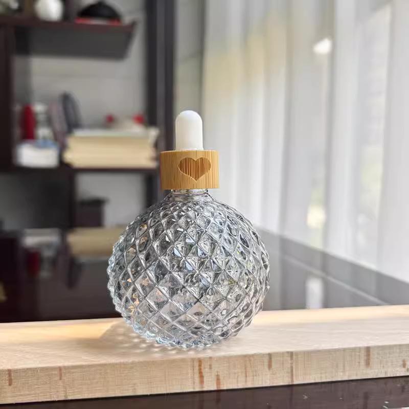 100ML Large Capacity Glass Essential Oil Dropper Bottle with Bamboo Lid
