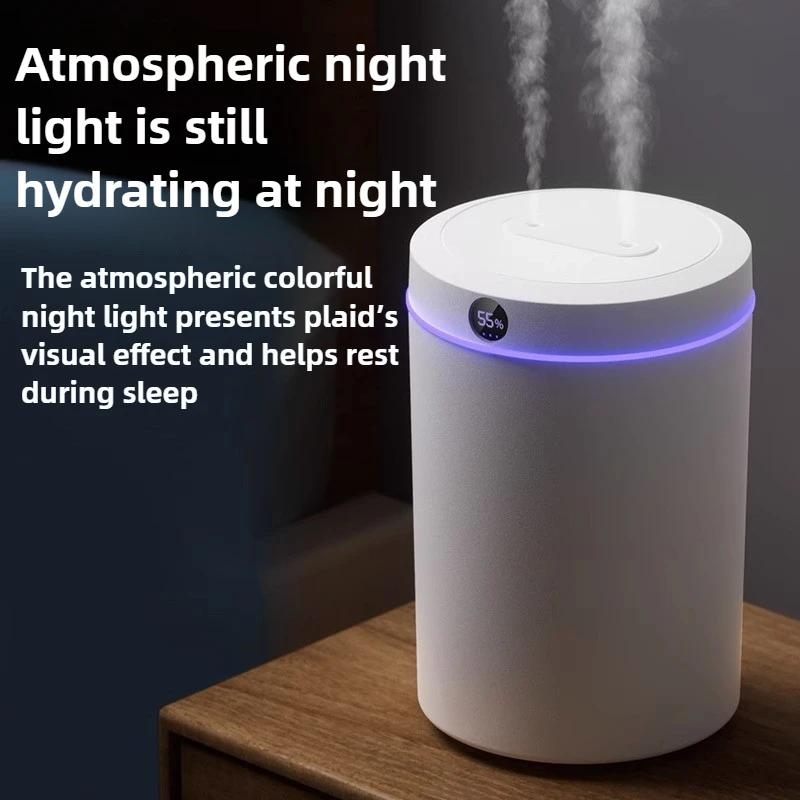 5L Large Capacity Double Spray Air Humidifier Usb Desktop Home Silent Bedroom Office Night Light Digital Display Humidifier