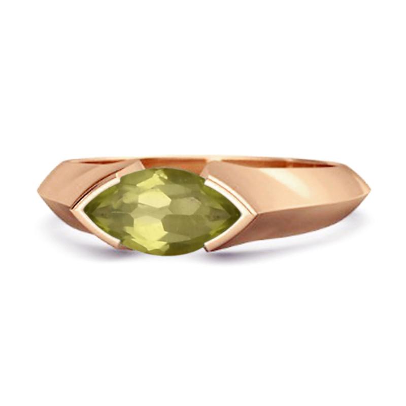 

Peridot Marquise Shape Solitaire Ring - 925 Sterling Silver Rose Gold Vermeil 12 рожевий колір золота
