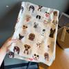 Stylish Dog Print Scarf with Fashion Glasses Design Lightweight Cotton Viscose, Breathable & Windproof for Spring/Autumn Travel