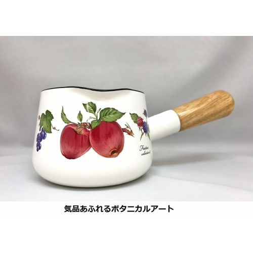 Fuji Enamel Milk Pan, 12cm, Made in Japan, Fruitas Collection 2 FTC-12M