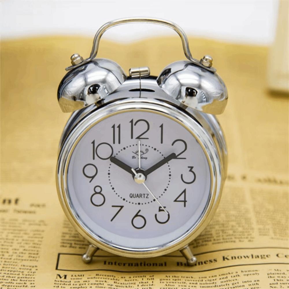 Double Bells Table Clock Metal Bedside Clock Home Decoration Vintage Alarm Clock  Student
