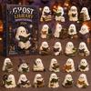Retro Gift Box Packaging Halloween Advent Calendar, 24-Day Acrylic Ghost Figure Countdown Set Calendar with Diverse Themes, Cute Desk Decor,