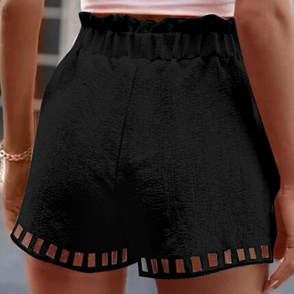 Dame Shorts Para Bomuld Linned Ensfarvet Tynd Udskåret Design Kantlomme Stram Talje Shorts Strandtøj Hvide Klæder
