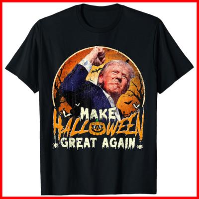 Trump Fight and Make Halloween Great Again Black Cotton T-Shirt S-5XL