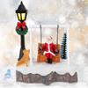 Weihnachten Weihnachtsmann Schaukel Figur mit Hund, LED Lampe & Weihnachtsbaum, Festliche Feiertagsdekoration für Zuhause Weihnachts Dorf Ornament