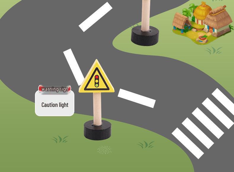 Children's Wooden City Traffic Road Sign Educational Building Blocks Toy