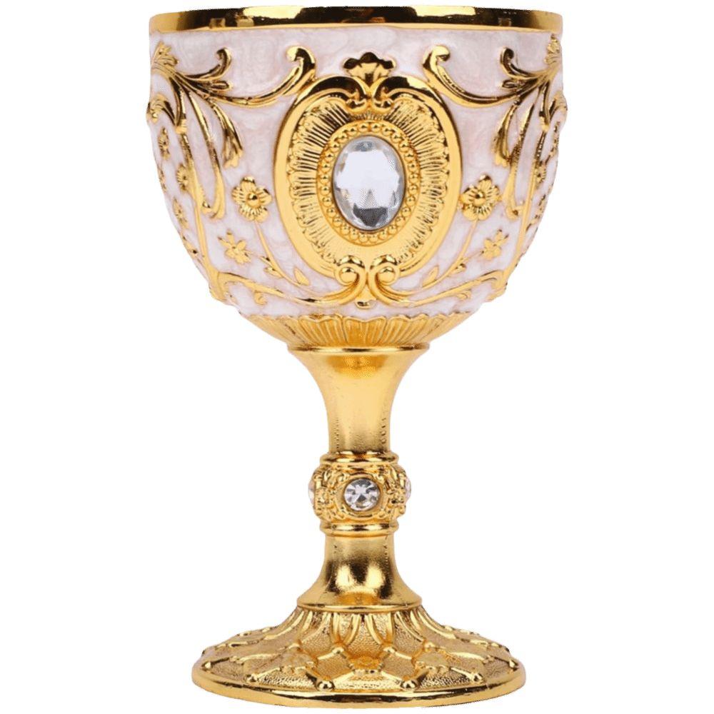 Alloy Vintage Chalice Gold And White Metal Wine Cup Engraving Wine Cup  Whiskey Tasting