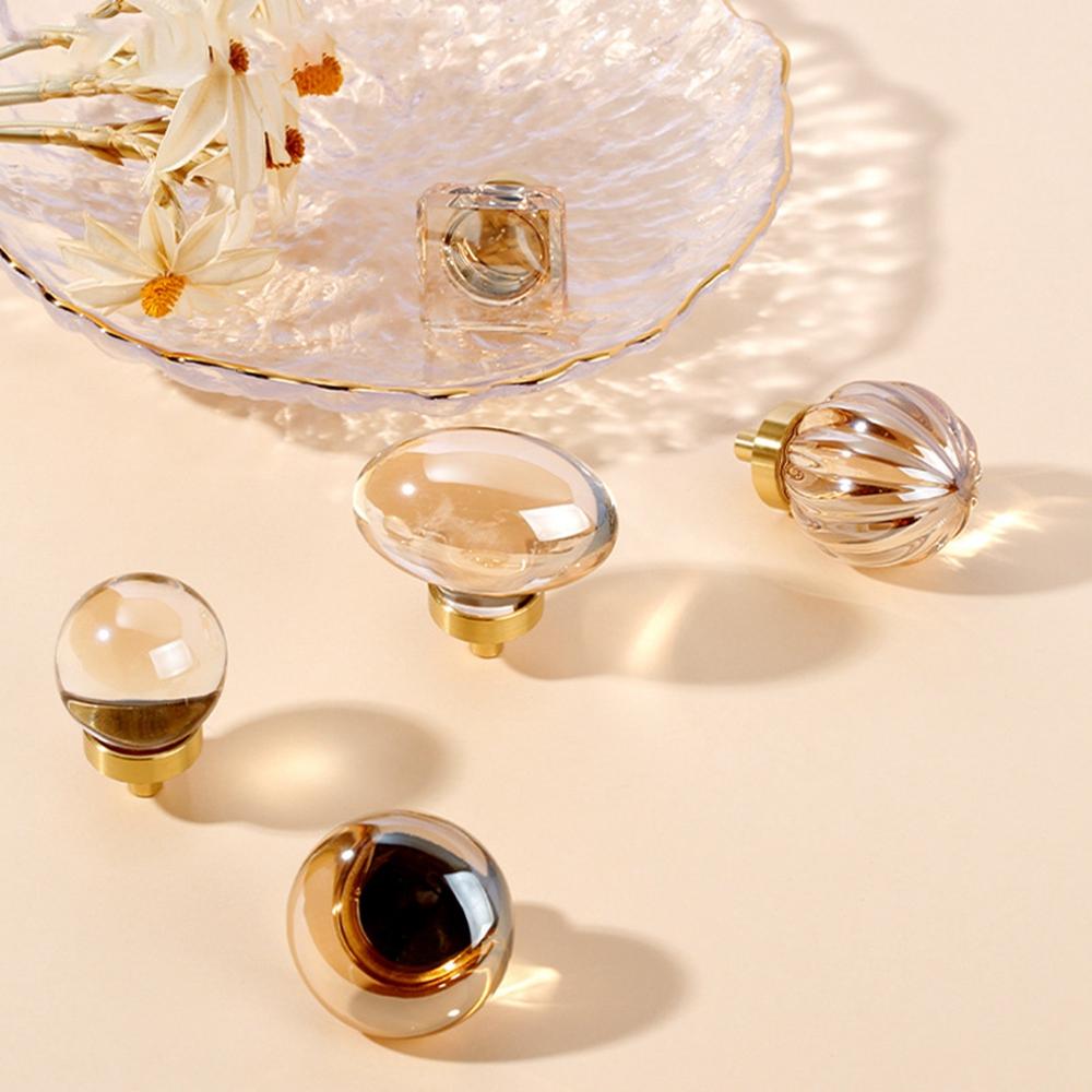 8062 Brass Crystal Egg-Shaped Drawer Pull Knob Cabinet Furniture Wardrobe Luxury Door Handle