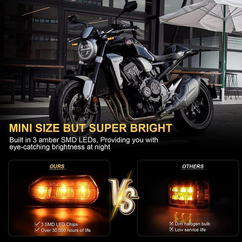 2/4 PCS 8mm Mini Motorcycle LED Turn Signal Lights Amber Flashing Light Blinker Turn Signal Lamp 12V Indicator Lamp Accessories