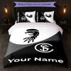 SC Freiburg FC Custom Name Text Bedding Set 1 Duvet Cover+2 Pillowcases Soccer Logo Personalized Gift For Special Occasion Bedroom Decor