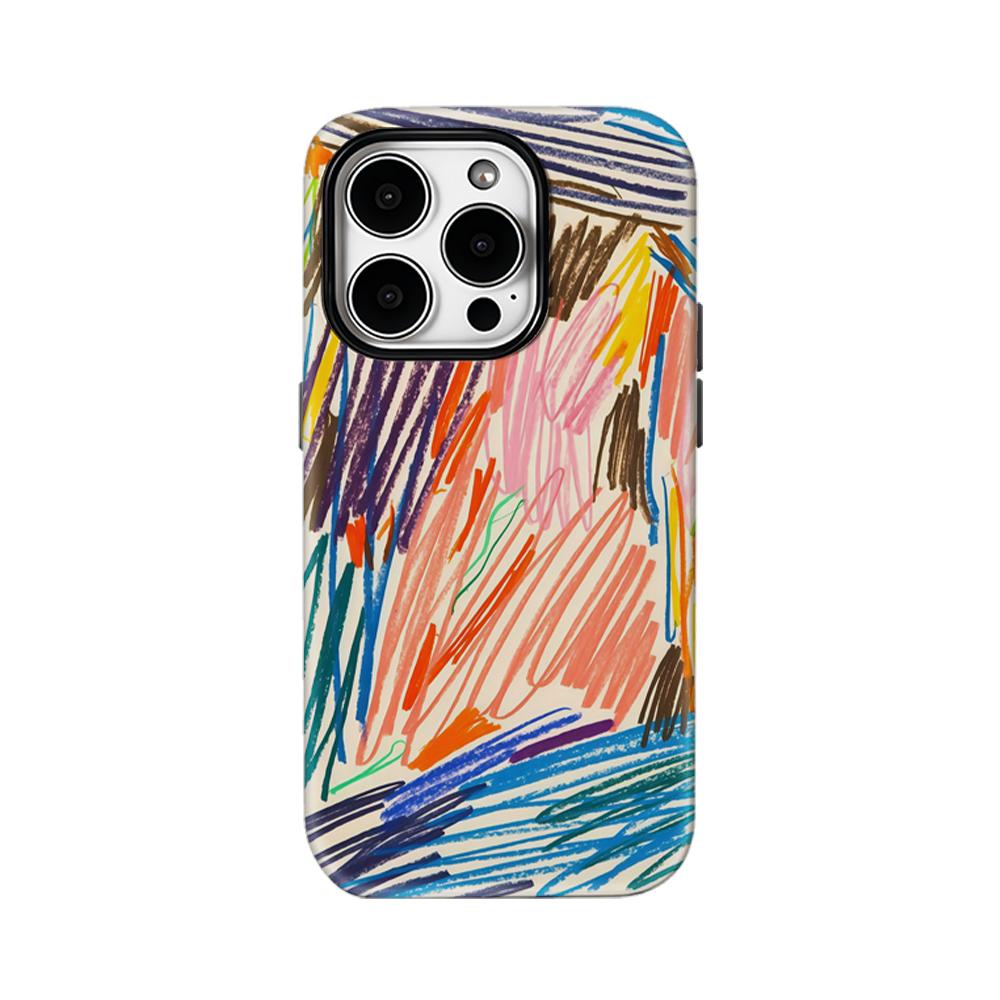 Colored Line Drawing Phone Case for IPhone 16 15 14 13 12 11 X XS XR XSMAX 7 8 Pro Max Plus Double-layer Back Cover