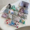 Floral Print Drawstring Coin Purse for Children Girls Makeup Bag Travel Organizer Keys Earphone Bag Makeup Pouch Cute Mini Purse