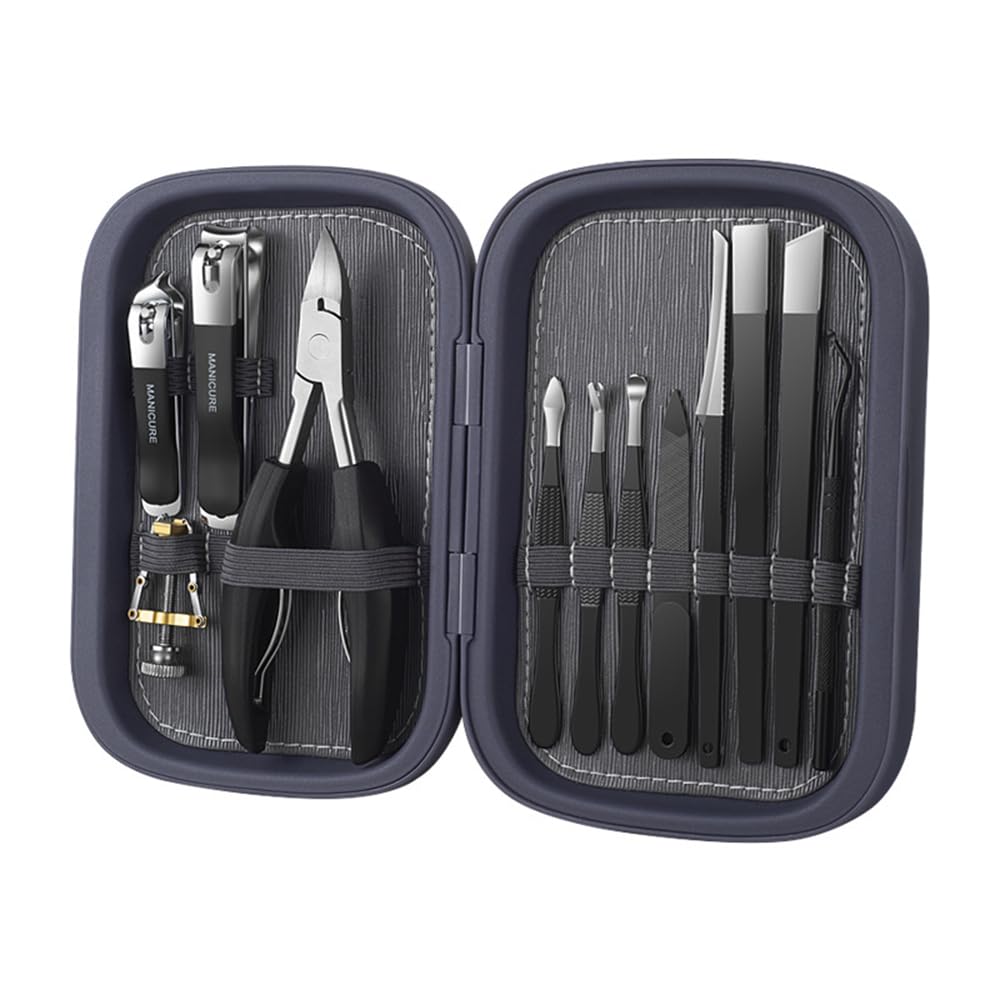 Stainless Steel Nail Clipper Includes Nail and Perfect for Home Use and Portable Storage 12-Piece Set, Clippers, File, Tweezers, Earpick,