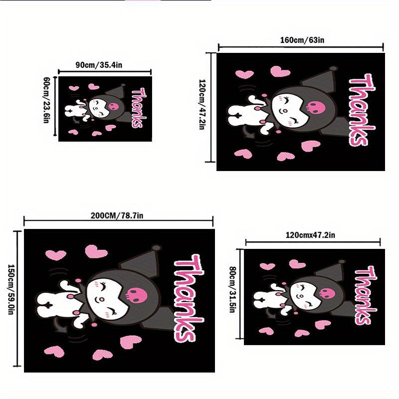 1pc Sanrio Kuromi Mermaid Printed Office Carpet Rectangle Rug Under The Table,Perfect Room Decor for Living Room, Bedroom, Kitchen, Non-slip Floor Mat