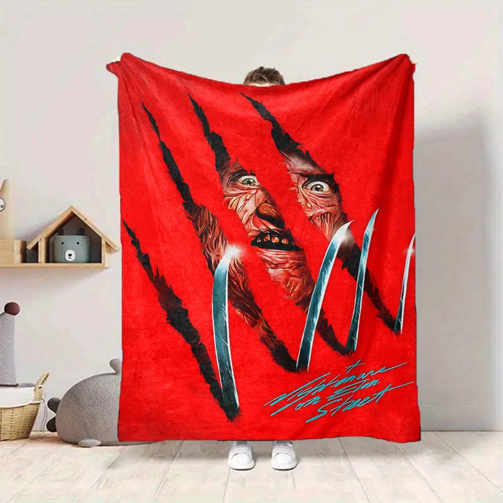 1pc A Nightmare on Elm Street Flannel Throw Blanket - HD Printed Lightweight Soft Warm All-Season Blanket for Sofa, Bed, Travel, Camping 073