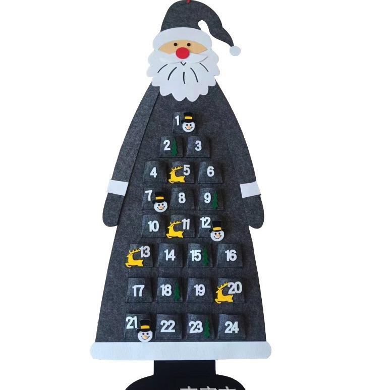 DIY Filz Weihnachtsbaum Adventskalender mit Weihnachtsmann und Ornamenten für Kinder