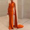 Women's new summer models, European and American women's clothing, fashionable and elegant banquet dresses, solid-color off-the-shoulder dresses