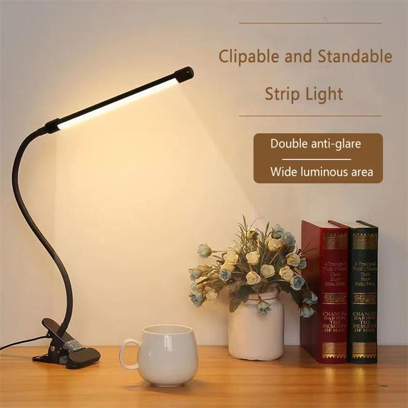 LED Clip Type Desk Lamp, Student Dormitory, Bedroom, Desktop, Bedside Reading Lamp, Eye Protection Small Desk Lamp, Black