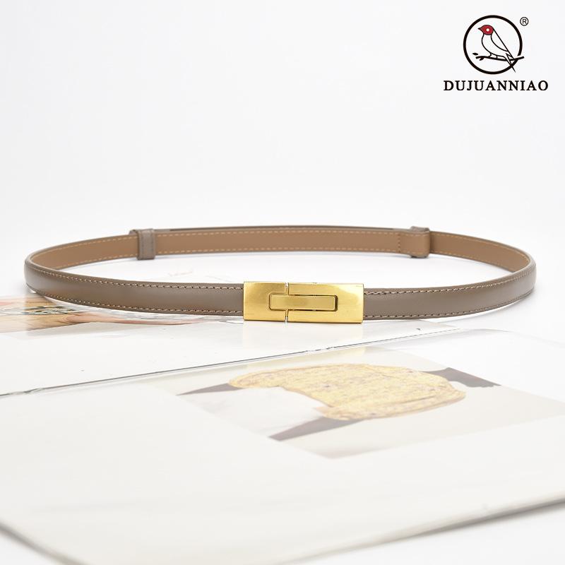 Kvinners skinn tynt belte All-Match Justerbart et par spenner Belte kvinnelig pynt kjole belte