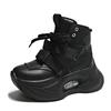 Fashion Chunky Platform Sneakers for Women 2024 New Winter Warm Fur Lace Up Vulcanized Shoes Woman 9.5CM High Heels Sports Leather Shoes