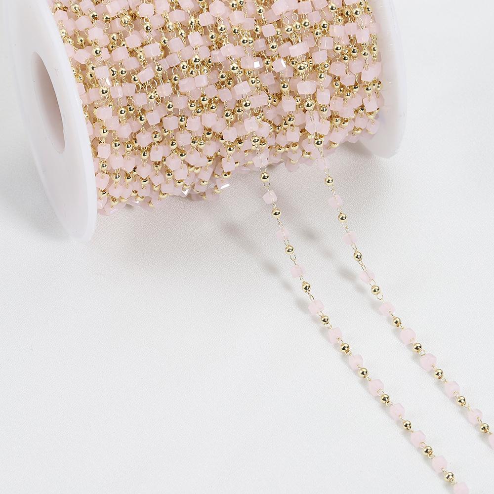 1Meter KC Gold Cuboid Cube Beads Chains Bohemian Necklace Chain for Choker Bracelets Handmade Jewelry Making DIY Accessories