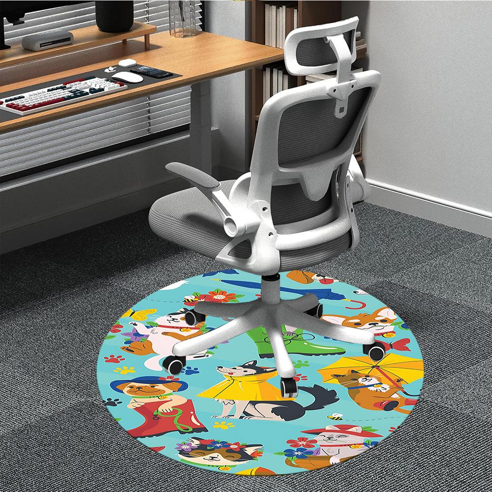 

1pcRainy Day Pets Office Round Area Rug, Indoor Mat Suitable ForOffice, Under Office Chairs Bedroom Living Room Home Decor, Room Deco 038 80cm by 80cm