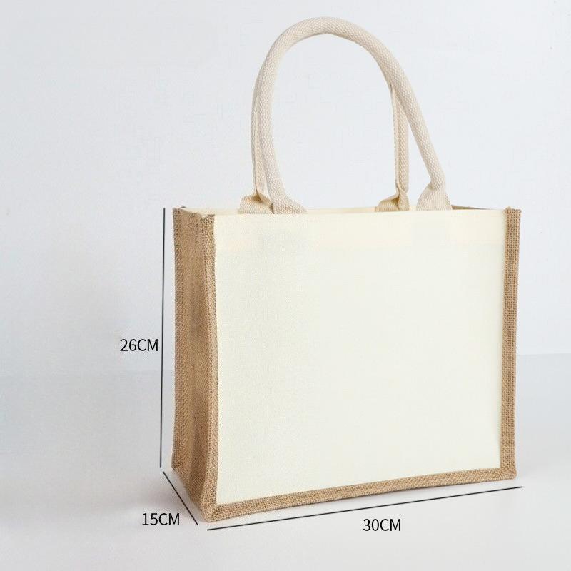 Jute Tragetasche Jute Tragetasche Vintage Wiederverwendbare Lebensmittel Einkaufen Hochzeit Geburtstagsgeschenktasche Handgemachte Leinentaschen Tragbare Damenhandtaschen