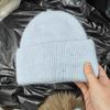 Winter Hats For Women Rabbit Fur Shiny Knitted Beanie Baggy Caps Korean Style Sweet Simple Bonnet Solid Color New